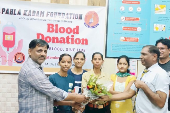 पहला कदम फाउंडेशन ने पीएम मोदी के जन्मदिन पर जींद में रक्तदान शिविर का आयोजन किया